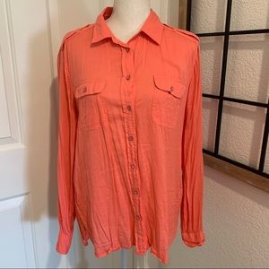 Gap long sleeve bright pink lightweight top size medium